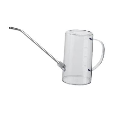 Imagem de WeiLaiKeQi a rega pequena lata com marcas de medição portátil pátio use o quintal de rega prática Kettle aço inoxidável bico longo, Transparente 1000ml