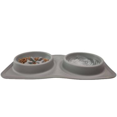 Imagem de Comedouro Bebedouro 2 Em 1 Silicone Cachorro Gato Pet Animais Raçao Agua Comida Hidrataçao Dobravel