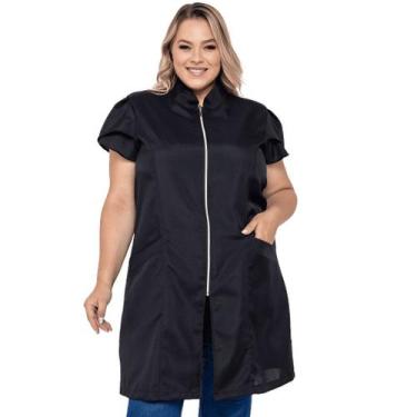 Imagem de Jaleco Feminino Oxford Zíper Manga Curta Plus Size Lia - Supply Premiu