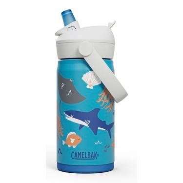 Imagem de CamelBak Thrive Flip Straw Kids Bite Valve Garrafa de água de aço inoxidável Ocean Life, 340 g