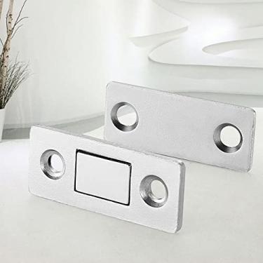 Imagem de Pacote com 10 ímãs invisíveis ultrafinos para porta de armário magnético para porta de armário trava adesiva para gaveta de armário de cozinha trava magnética (prata)
