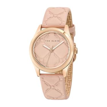 Imagem de Ted Baker Relógio feminino Coolly com pulseira de couro rosa, rosa