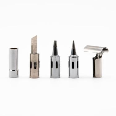 Imagem de Iroda Conjunto de pontas de solda sobressalentes Solderpro 50K para ferro de solda butano, inclui ponta cônica, ponta de cinzel, ponta de faca quente, soprador de calor, defletor