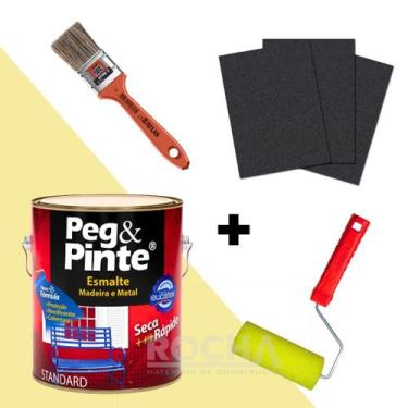 Imagem de Tinta Esmalte Madeira Metal Peg Pinte 900ml + Lixa + Rolo - Eucatex, M
