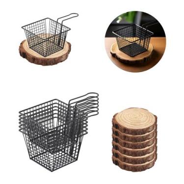 Imagem de Jogo 6 Cestos Fritura Pestiscos com Descanso em Madeira - Ami