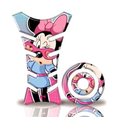 Imagem de Kit Protetor Tanque Adesivo Moto Yamaha Minnie Rosa Rosa