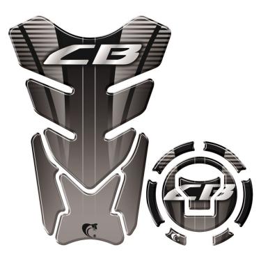 Imagem de Kit Protetor Tanque Adesivo Moto Honda Cb Cinza Preto