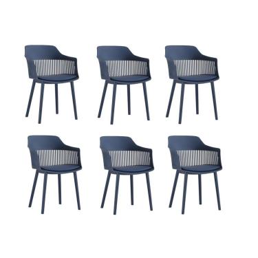 Imagem de Kit 6 Cadeiras Marcela Rivatti Móveis Azul Marinho