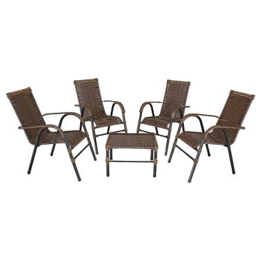 Imagem de Conjunto De Mesa De Centro E 4 Cadeiras Bela Para área Externa Argila