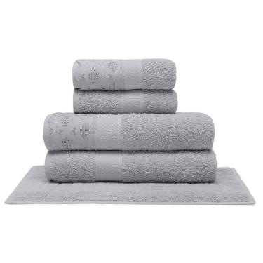 Imagem de Jogo De Toalhas Com Renda 5 Peças Em Algodão 500g M2 Buettner Paula Prata