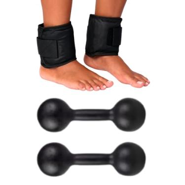 Imagem de 01 - Par de Halter Pintado Peso 2kg - 01 Par de Caneleira Academia de 3kg cada Musculação Ginástica Aeróbica Treino Funcional Fisioterapia Cor Preta