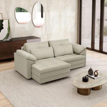 Imagem de Sofá Retrátil Manual Sala de Estar Nolan Bipartido 215cm Conforto Prem