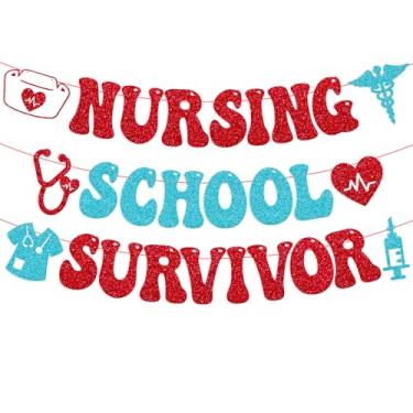 Imagem de YOYMARR Decorações Para Festa De Formatura Da Escola Enfermagem, Faixa Sobreviventes, Parabéns, Enfermeiro/Enfermeiro, Recém-Formado, Turma 2025, Suprimentos Médicos