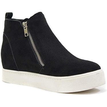 Imagem de Soda Tênis feminino Taylor Nubuck de cano alto sem cadarço, Calçados Camurça preta, 6