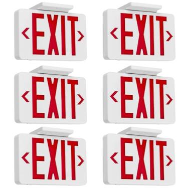 Imagem de GRUENLICH Placa De Saída Led Gruenlich, Luz Emergência Com Dupla Face E Bateria Reserva, Qualificação Ul 924, Ca 120/277 V, Luzes Letras Vermelhas Fiação Padrão Dos Eua Para Empresas, Pacote 6