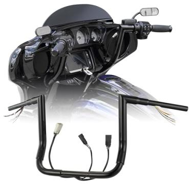 Imagem de Prewired Guidão Pré-Cabeado Fat Ape Hanger De 1 1/2" Com Elevação 12" Para Harley Street Glide/Electra Glide/Ultra Limited 2008-2013, Cabos Can-Bus Pré-Cabeados E Barra Ângulo Reto Tbw (Acelerador P