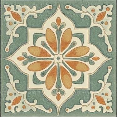 Imagem de HOMETITUTE 10 peças 30 x 30,5 cm verde laranja vintage floral descascar e colar adesivos de piso de vinil autoadesivos removíveis para cozinha, entrada, varanda, decoração de casa