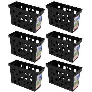 Imagem de Kit 6 Organizadores De Pastas Suspensas Dellocolor Caixas Arquivos Documentos Preto