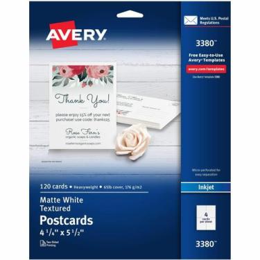 Imagem de Cartões postais Avery 03380 Textured Matte White 120 Cartões