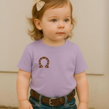 Imagem de Camiseta Infantil Blusa Feminina Country Estampa Ferradura Modinha Men