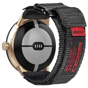 Imagem de SMITHA Compatível com relógio Google Pixel/Pixel 2/Pixel 3, pulseira de relógio de argola e laço, pulseira militar para relógio inteligente Google