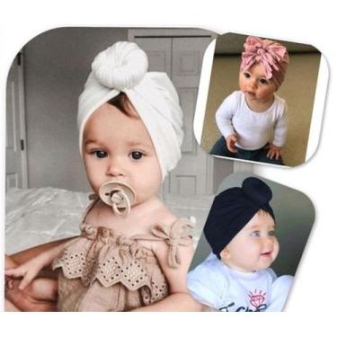Imagem de Kit 05 Turbante Touca Bebe infantil  Recém Nascido Kids Fechado Nó Con