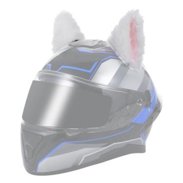 Imagem de Acessórios para Capacete de Motocicleta de Orelha de Gato, Orelhas Destacáveis ​​Fofas para Mulheres, Capacetes Universais de Bicicleta/Snowboard, Chifres Macios Macios, Engrenagem (branco)