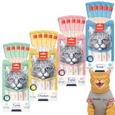 Imagem de Wanpy Petisco para Gatos Truly Creamy Premium – Sabores Sortidos, Atum, Frango, Camarão, Caranguejo, Salmão – 20 Tubos de 14g (Total 280g)