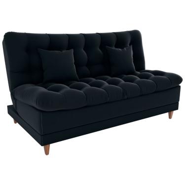 Imagem de Sofa Cama 2 Lugares 185 cm Duda Veludo Inca E451 Preto Milani Store