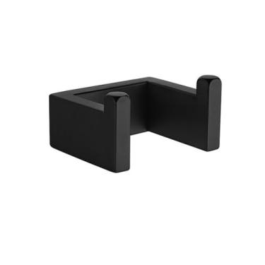 Imagem de Conjunto de banheiro de aço inoxidável preto - Toalheiro 4 peças - Suporte de papel higiênico - Kit de ferragens, gancho preto