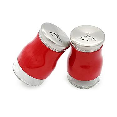 Imagem de Conjunto de saleiro e pimenteiro, pacote com 2 saleiros e pimenteiros de aço inoxidável ANZUSY Saleiro e pimenteiro de vidro recarregável com dispensador de especiarias com orifícios ajustáveis