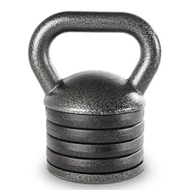 Imagem de Apex Conjunto de peso ajustável e resistente para exercícios Kettlebell para treinamento de força e levantamento de peso para academias em casa APKB-5009, cinza