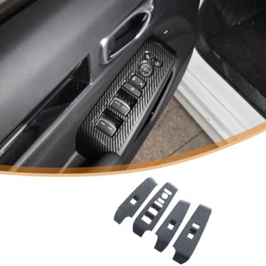 Imagem de Tampa de painel de botão de elevação de vidro para porta de carro compatível com Acur@a Integra 2024 2023, kit de acabamento de janela ABS acessórios de capa de acabamento de moldura (estilo fibra de