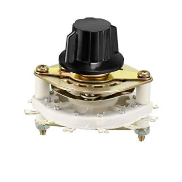 Imagem de uxcell 2P5T Seletor de interruptor rotativo de canal com 2 polos, 5 arremessos, 1 deck, com botão de plástico