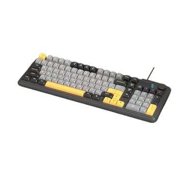 Imagem de Guiheng Teclado para jogos cremoso LED arco-íris com fio, lindos teclados cremosos com botão de volume, teclado numérico para escritório, jogos - preto fantasma