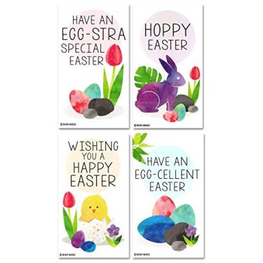Imagem de Nerdy Words Mini etiquetas de presente de Páscoa (cartões tamanho carteira com envelopes pequenos) para amigos da família e apostilas de sala de aula (conjunto de 32)
