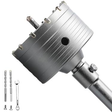 Imagem de GRIXLEN Serra Copo De Concreto De 4" / 100 Mm Com Haste De Conexão Sds Plus, Broca De Concreto, Ponta De Carboneto De Tungstênio De 6,3 Mm, Serra Copo De Cimento Para Parede De Tijolos De Cimento E