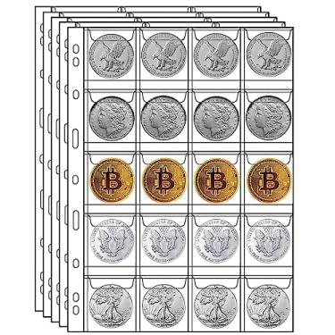 Imagem de MUQING Artigos para colecionar moedas com 400 bolsos, 20 folhas para colecionadores de 3 e 4 anéis, folhas de plástico para álbum (20 bolsos)