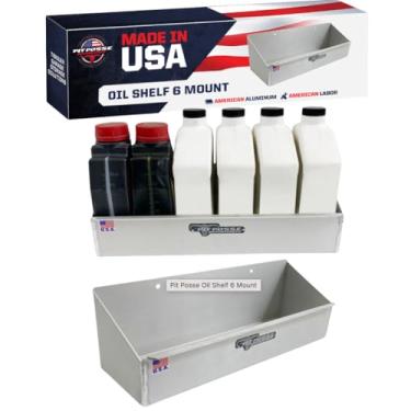 Imagem de Pit Posse 6 frascos prateleira de óleo Caddy alumínio fechado Trailer loja garagem organizador de armazenamentoPit Posse prata 563