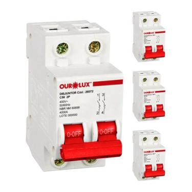 Imagem de 4 Disjuntor Bipolar 50 Amperes Curva C Ourolux