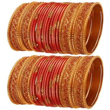 Imagem de Touchstone Nova coleção de pingentes coloridos indianos Bollywood lantejoulas toque texturizado pulso embelezador designer joias pulseiras bracelete conjunto de 122 cm tom de ouro antigo para mulheres