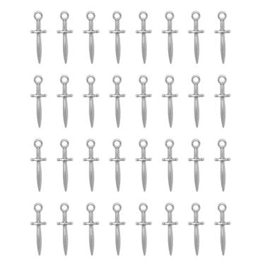 Imagem de Ruwado 50 pingentes de espada de metal 2,4 x 0,7 cm pequenos pingentes vintage de adaga para mulheres, faça você mesmo, joias, colar, pulseiras, brincos, chaveiros, suprimentos, One size, Metal, Sem
