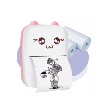 Imagem de Mini Impressora Térmica Portátil Gatinho Bluetooth Sem Fio Recarregável para Celular e Anotações
