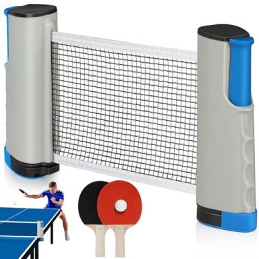 Imagem de Nauerz 150 * 14 cm Kit Tenis de Mesa, Rede Ping Pong com 2 Raquetes, 3 Bolas e Suporte, Kit Ping Pong Profissional Raquete, Raquete Tenis de Mesa