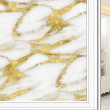 Imagem de Película de janela de privacidade de mármore, textura de estilo mármore, filme de vidro para sala de estar e escritório em casa, L90 x C 190 cm