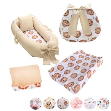 Imagem de Kit Ninho Redutor Bebê + Almofada Amamentação + Trocador Anatômico Impermeável + Trocador Portátil Menina Menino(LEÃOZINHO)