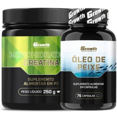 Imagem de Creatina Pura 250g Monohidratada + Omega 3 75 Caps Growth