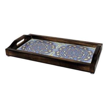 Imagem de Bandeja De Café Da Manha Grande Em Madeira Rustica Com Alça - Carvalho
