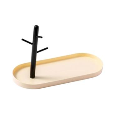 Imagem de simhoa Porta-chaves para exibição de joias, suporte elegante para armazenamento, decoração, prato para joias, tigela para chaves para mesa, brincos, colar, Branco Leitoso Simples