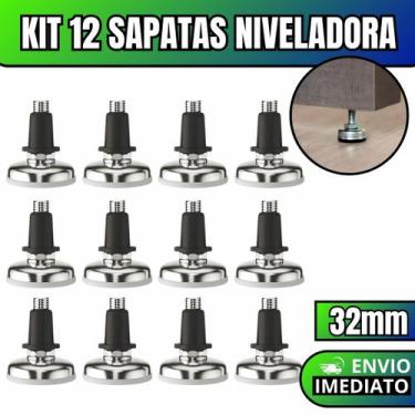 Imagem de Kit 12 Sapata Niveladora Pé Nivelador Base Pezinho Para Móveis Com Buc